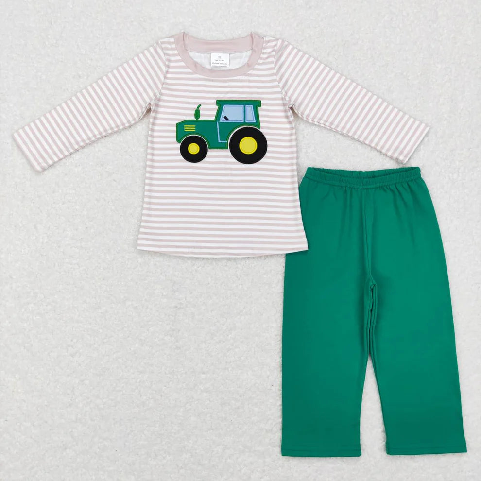 Boys Embroidered Tractor Set